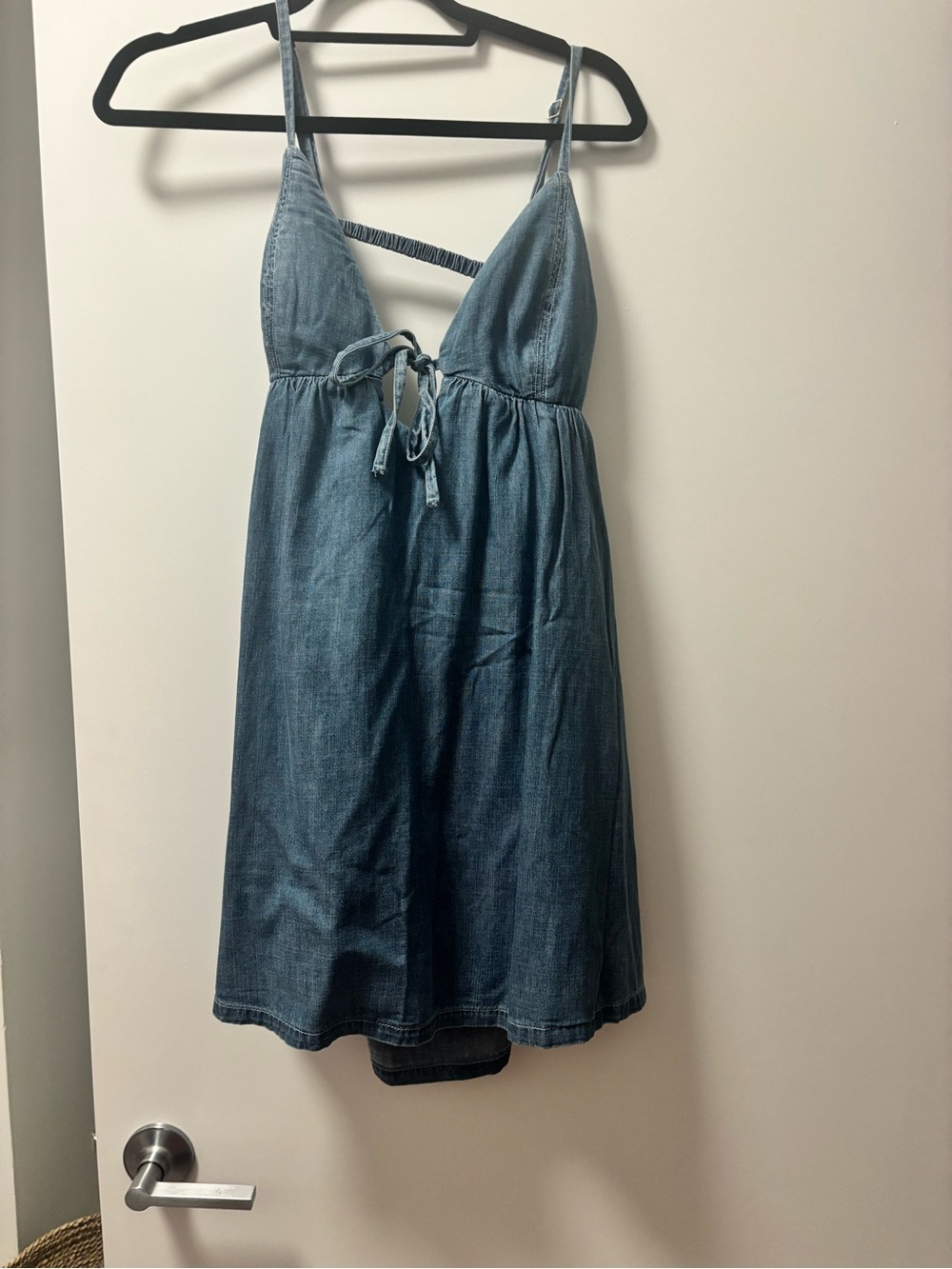 Abercrombie & Fitch Light Blue Denim Tie-Front Mini Dress - Picture 3 of 4